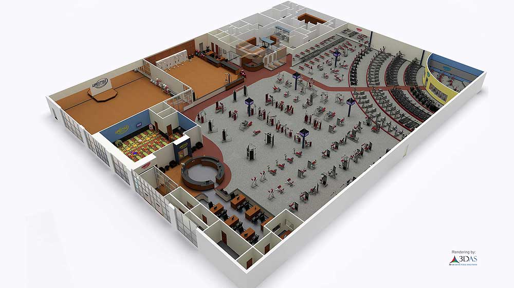 3D Gym Animation and Floor Plan in Sarasota, Florida