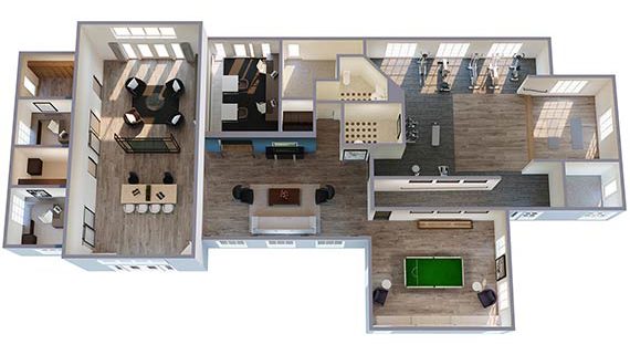 Residential 3D Floor Plan Breckenridge in Portland Oregon (small version)