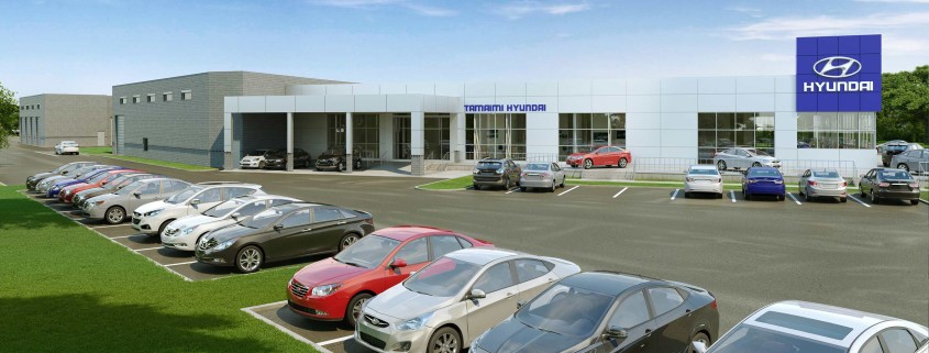 Tamiami Hyundai Commercial Car Dealership in Naples Florida - 3D Rendering