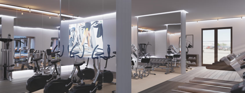 Kalea Bay gym is located in Naples, Florida. 3D rendering by 3DAS