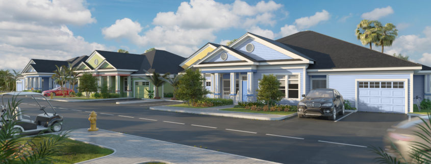 Exterior 3D Rendering of the Villas in The Floridian located in Venice Florida (South Sarasota)