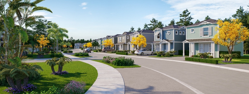 Street View 3D rendering of Majestic Place Residential Neighborhood in East Naples, Florida