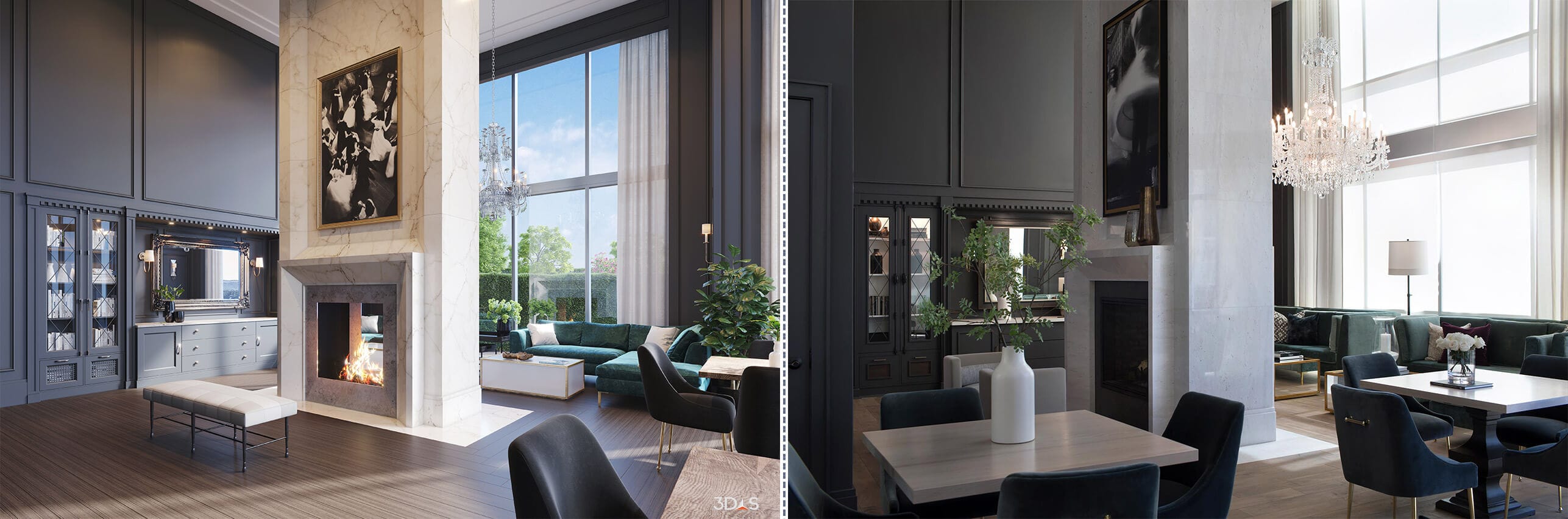 3D Rendering or Photo - Which is the Better Huntley Park Avenue Clubroom Interior Image?