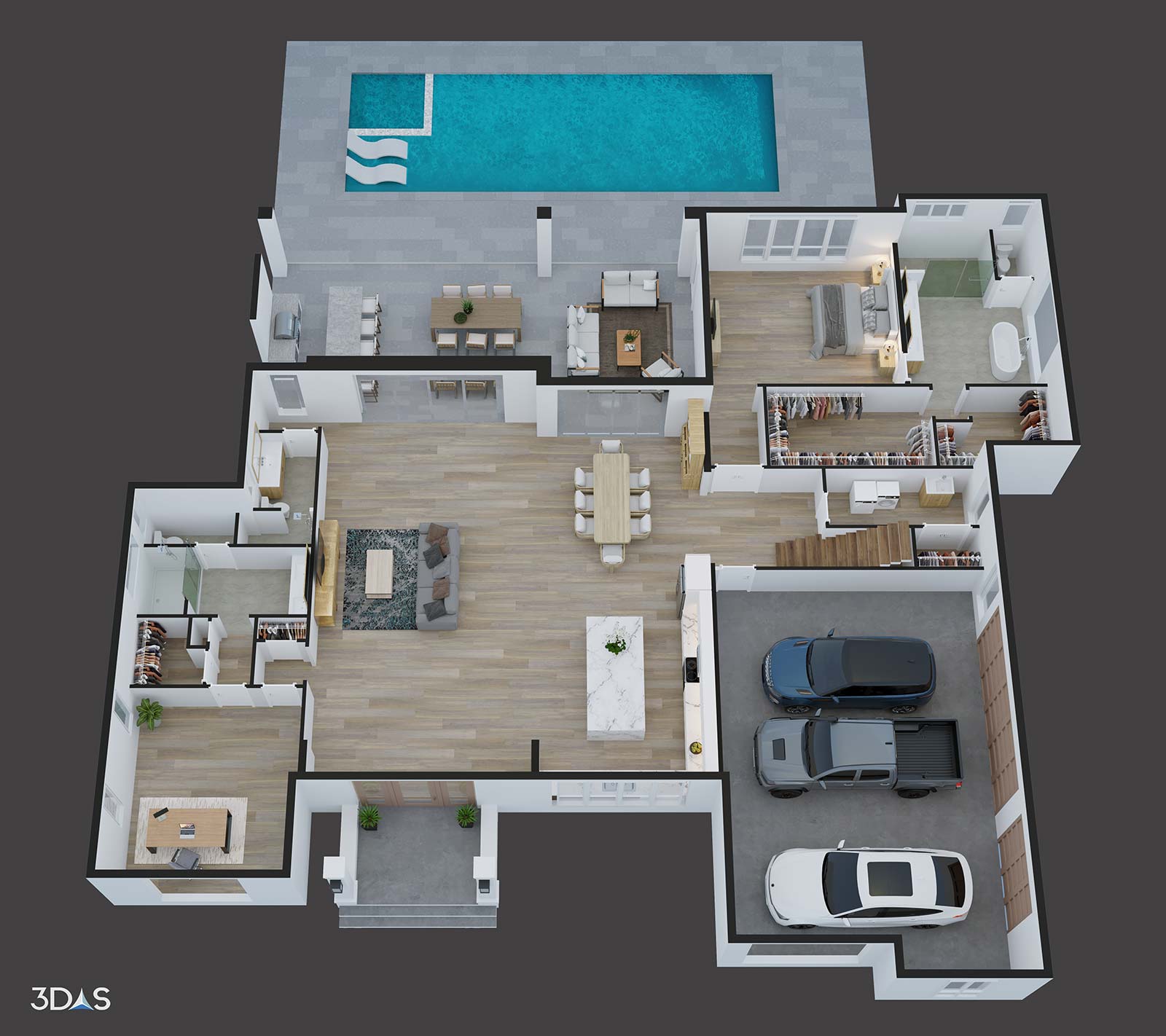 A 3D topview render created with floorplanner.com #floorplanner