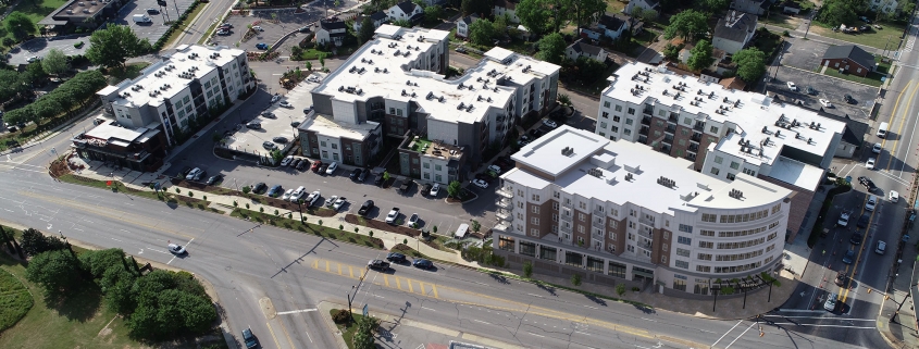 Brookland Aerial Drone Photo Montage with 4 West 3D Rendering